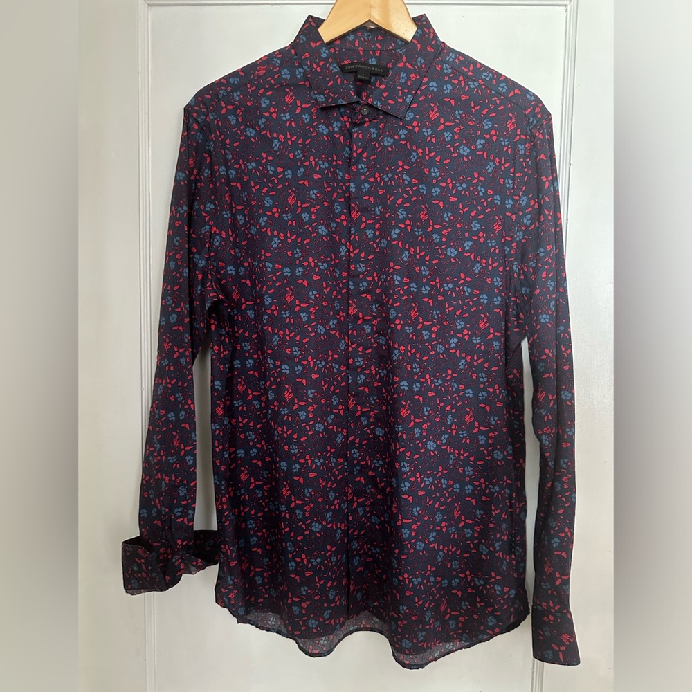 John Varvatos Men's Navy Floral Shirt